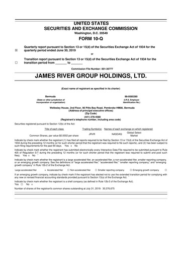 Miniature James River Group 10-Q Rapport trimestriel 2019 
