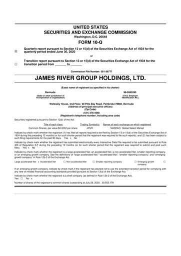 Miniature James River Group 10-Q Rapport trimestriel 2020 