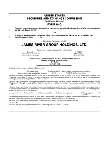 Miniature James River Group 10-Q Rapport trimestriel 2021 
