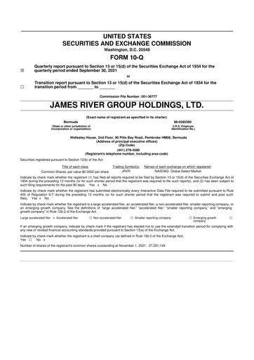 Miniature James River Group 10-Q Rapport trimestriel 2021 