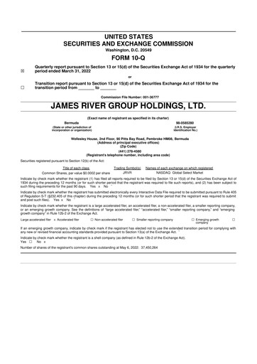 Miniature James River Group 10-Q Rapport trimestriel 2022 
