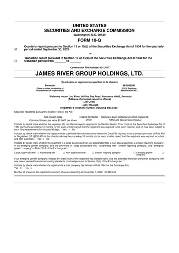Miniature James River Group 10-Q Rapport trimestriel 2022 