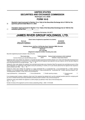 Miniature James River Group 10-Q Rapport trimestriel 2023 