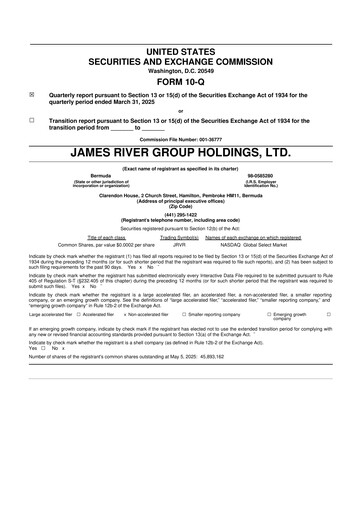 Miniature James River Group 10-Q Rapport trimestriel 2025 