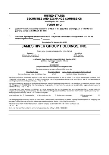 Vorschaubild James River Group 10-Q Quartalsbericht  