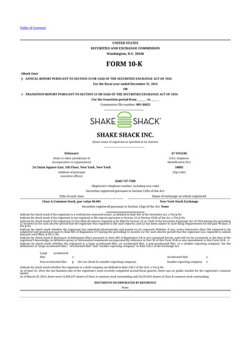 Thumbnail Shake Shack
 10-K Annual Report 