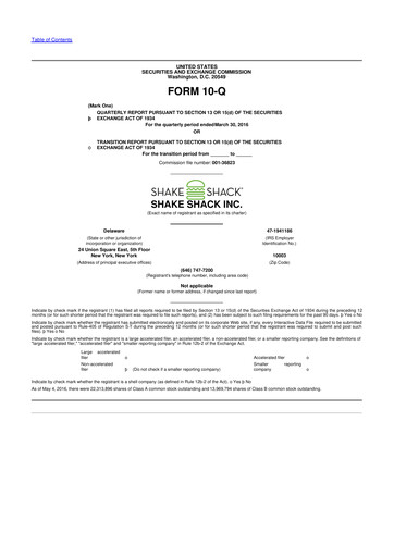 Thumbnail Shake Shack
 10-Q Quarterly Report FY2016 