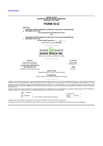 Thumbnail Shake Shack
 10-Q Quarterly Report FY2016 