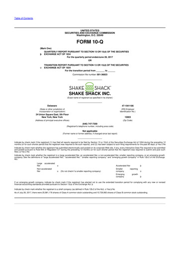 Thumbnail Shake Shack
 10-Q Quarterly Report FY2017 