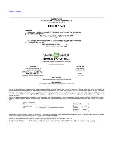 Thumbnail Shake Shack
 10-Q Quarterly Report FY2017 