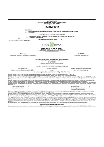 Thumbnail Shake Shack
 10-K Annual Report 2020