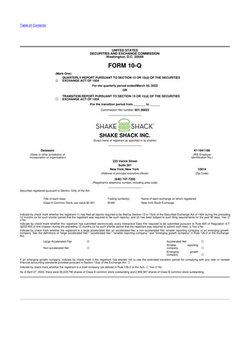 Thumbnail Shake Shack
 10-Q Quarterly Report FY2022 