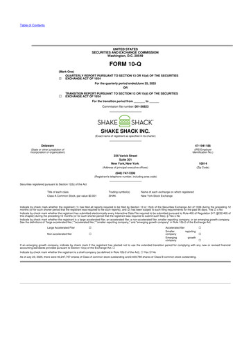 Thumbnail Shake Shack
 10-Q Quarterly Report FY2025 