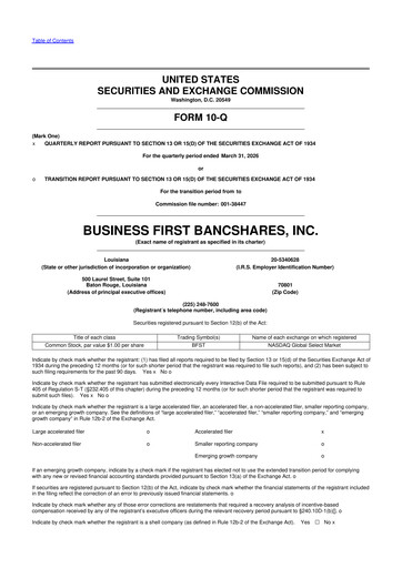 Thumbnail Business First Bancshares 10-Q Quarterly Report FY2026 