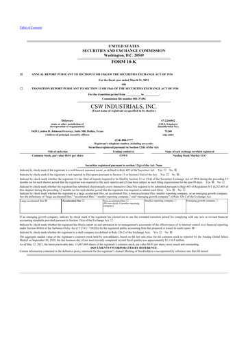 Thumbnail CSW Industrials
 10-K Annual Report 2021