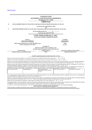 Thumbnail CSW Industrials
 10-K Annual Report 2022