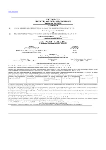 Thumbnail CSW Industrials
 10-K Annual Report 2024