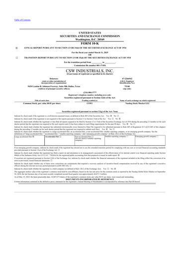 Thumbnail CSW Industrials
 10-K Annual Report 2025