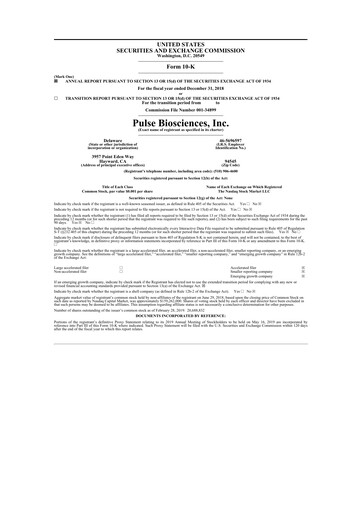 Thumbnail Pulse Biosciences
 10-K Annual Report 2018