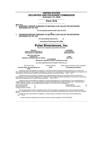 Vorschaubild Pulse Biosciences
 10-Q Quartalsbericht 2019 