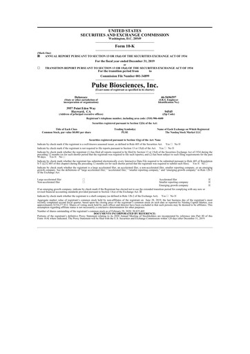 Thumbnail Pulse Biosciences
 10-K Annual Report 2019