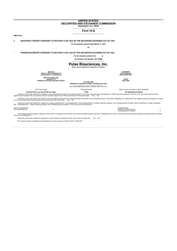 Vorschaubild Pulse Biosciences
 10-Q Quartalsbericht 2021 