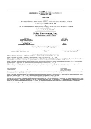 Thumbnail Pulse Biosciences
 10-K Annual Report 2021