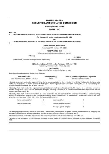 Thumbnail NerdWallet 10-Q Quarterly Report FY2023 