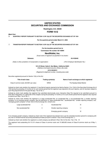 Thumbnail NerdWallet 10-Q Quarterly Report FY 
