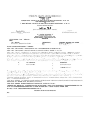 Thumbnail Indivior PLC 10-K Annual Report 2024