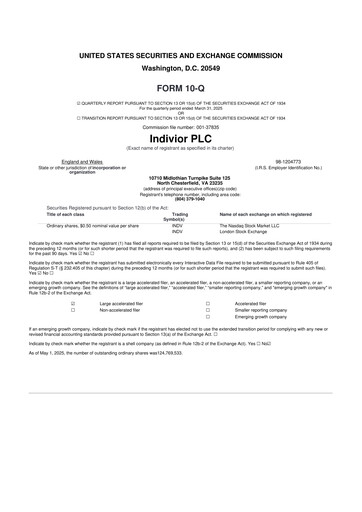 Thumbnail Indivior PLC 10-Q Quarterly Report FY2025 