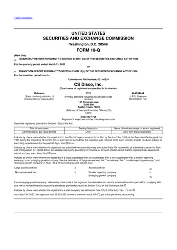 Thumbnail CS Disco 10-Q Quarterly Report FY 