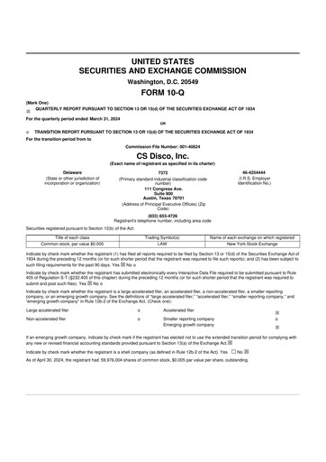 Thumbnail CS Disco 10-Q Quarterly Report FY 