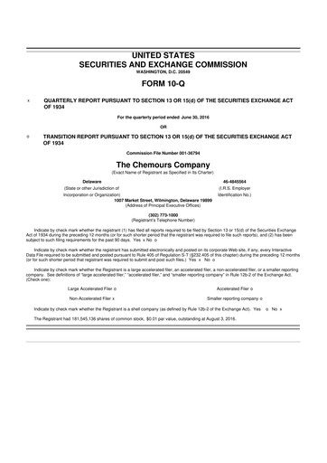 Thumbnail Chemours
 10-Q Quarterly Report FY2016 