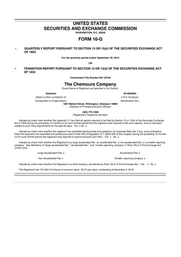 Thumbnail Chemours
 10-Q Quarterly Report FY2016 