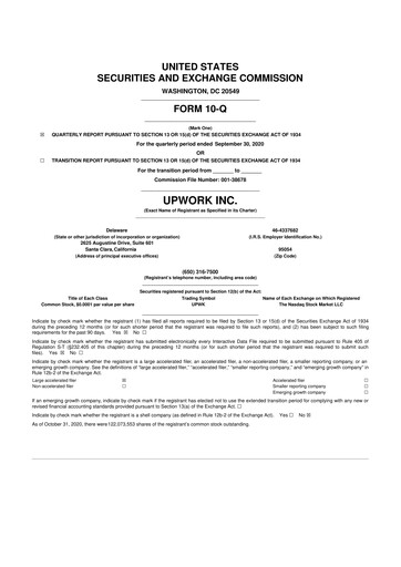 Miniature Upwork 10-Q Rapport trimestriel 2020 