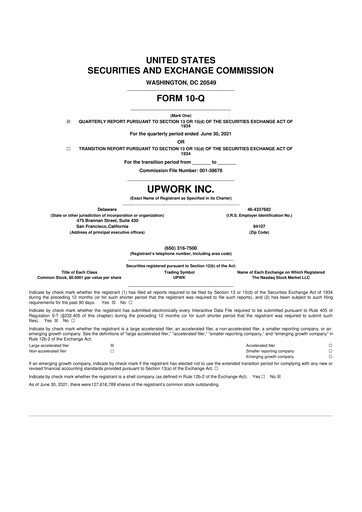 Miniature Upwork 10-Q Rapport trimestriel 2021 