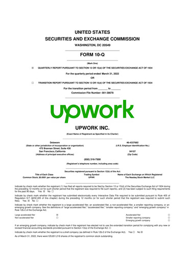 Miniature Upwork 10-Q Rapport trimestriel 2022 