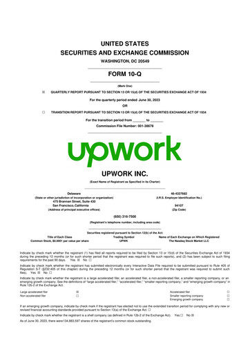 Miniature Upwork 10-Q Rapport trimestriel 2023 