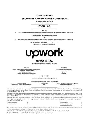 Miniature Upwork 10-Q Rapport trimestriel 2024 