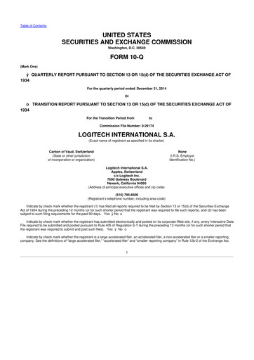 Miniature Logitech 10-Q Rapport trimestriel 2015 