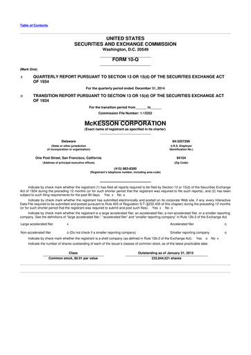 Miniature McKesson 10-Q Rapport trimestriel 2015 