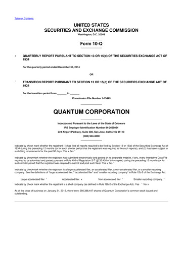 Thumbnail Quantum Corporation 10-Q Quarterly Report FY2015 