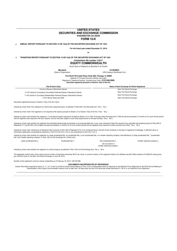 Vorschaubild Equity Commonwealth 10-K Jahresbericht 2014
