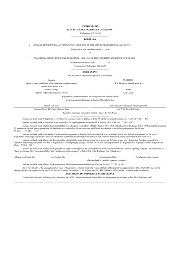 Thumbnail Equifax 10-K Annual Report 2014