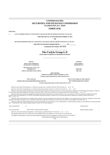 Vorschaubild Carlyle Group 10-K Jahresbericht 2014