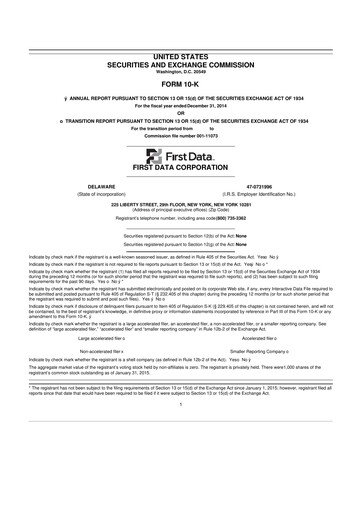 Thumbnail First Data Corporation 10-K Annual Report 