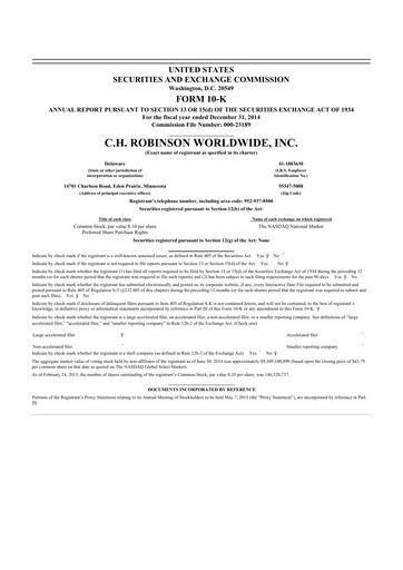 Thumbnail C. H. Robinson 10-K Annual Report 2014
