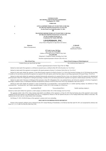 Thumbnail LivePerson 10-K Annual Report 2014