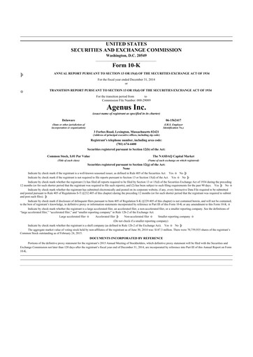 Thumbnail Agenus
 10-K Annual Report 2014